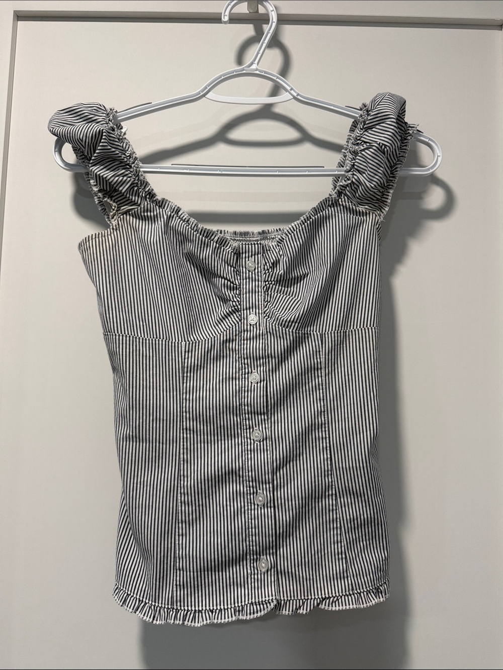 Hollister Black and White Striped Button-Front Cami